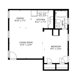 S1-Studio-1bath-460 Sq.Ft.*