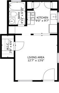 Studio One Bath-360 Sq.Ft.*